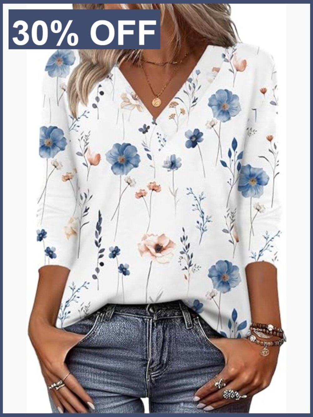 Women Long Sleeve V Neck Tunic Tops Dressy Casual Blouses